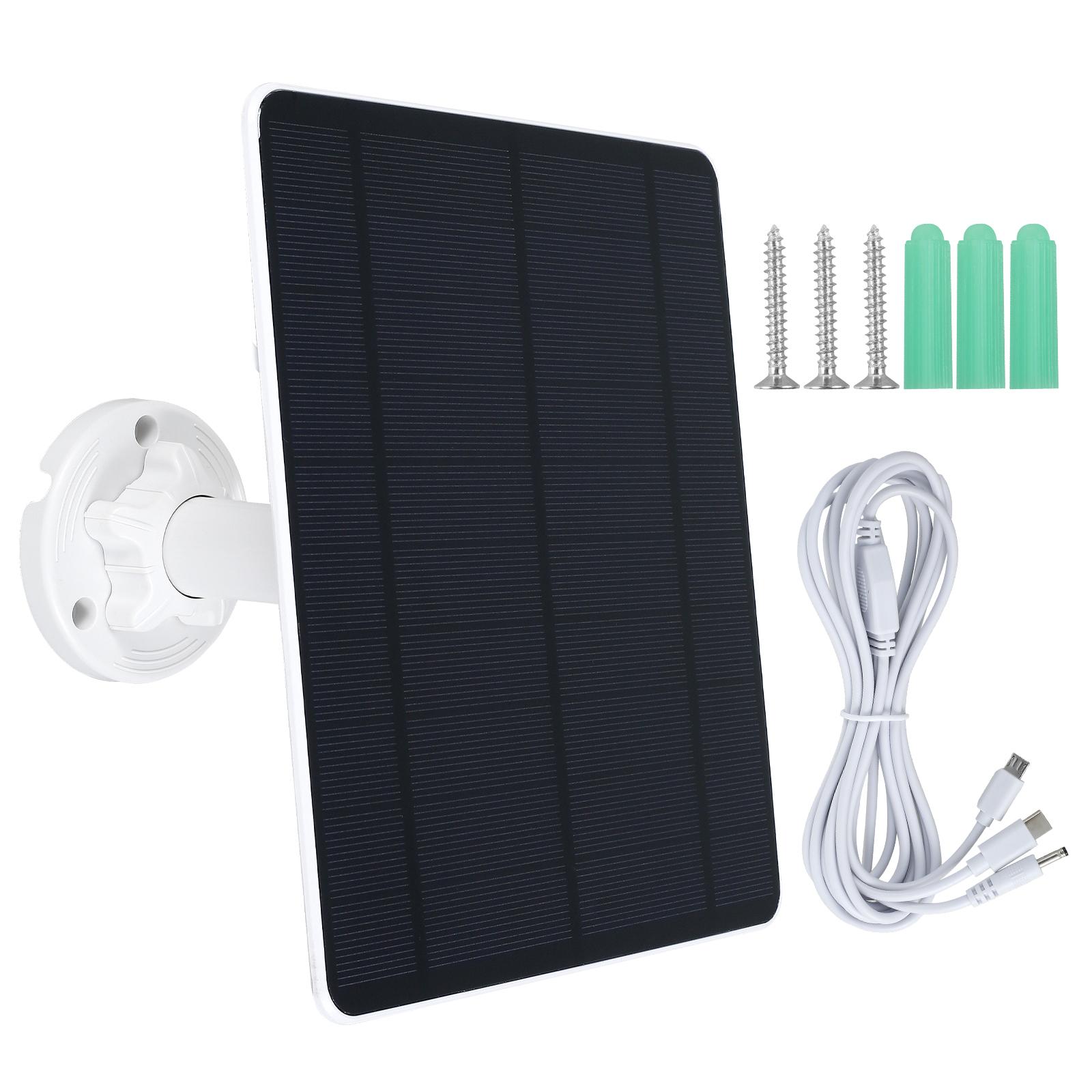 

Солнечные панели для камеры DC 5V IP65 Водонепроницаемое солнечное зарядное устройство USB / TYPE-C с регулируемой на 360° подставкой для небольшой домашней системы освещения