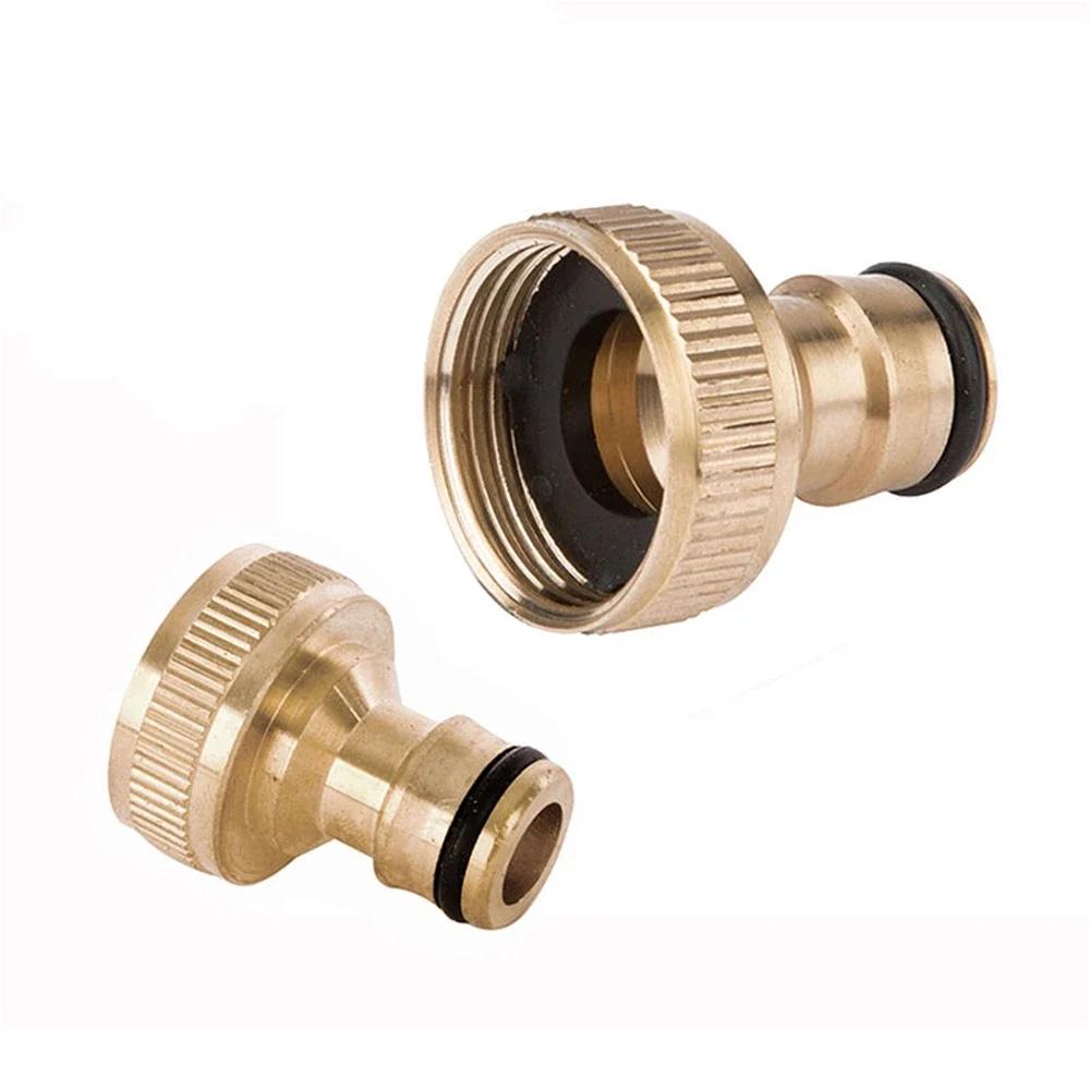 1PCS 3/4" Threaded Brass Tap Adaptor Garden Water Hose Quick Pipe Connector