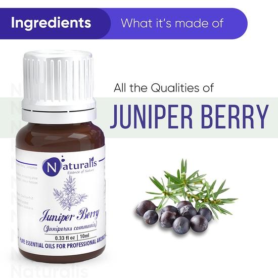 Naturalis Essence of Nature Juniper Berry Essential Oil 100% Pure, Natural & Undiluted Therapeutic Grade for Skin Care, Scars, Acne, Anti Aging - 10ml