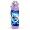 1PC Blue Lightning Soccer Ball Print 750ml Color Plastic Sports Water Bottle Leakproof Flip Straw Lid Suitable for Sports Office Home Use