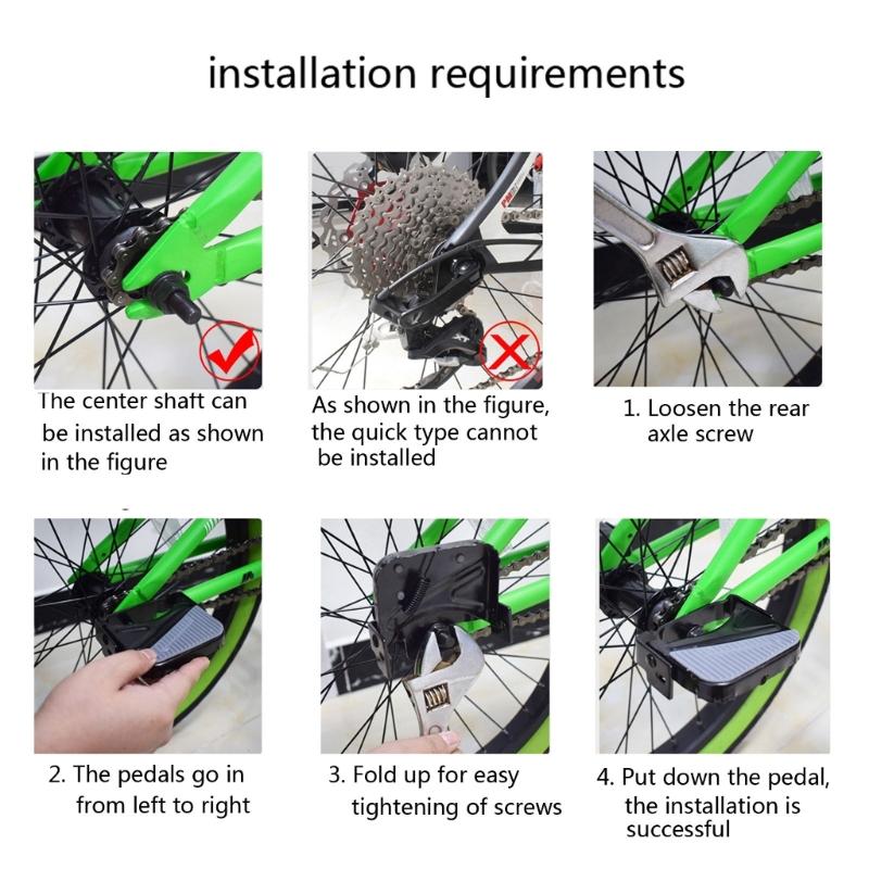 Bike Rear Pedals Footrests Non-Slip Electric Bike Rear for Seat Footrest Pedals