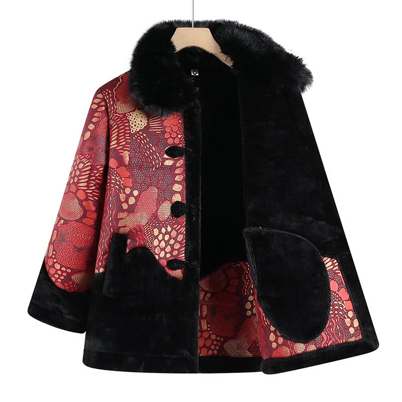Elderly Women's Faux Fur Lined Winter Jacket