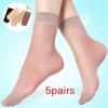 5Pairs Women Nylon Elastic Short Ankle Sheer Stocking Silk Short Socks Purecolor