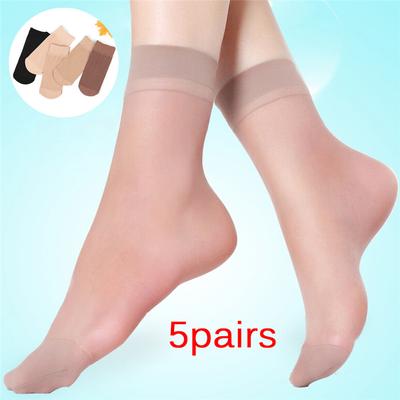 10 Pairs Ladies Nylon Elastic Short Ankle Sheer Stockings Silk Short Socks NUDE