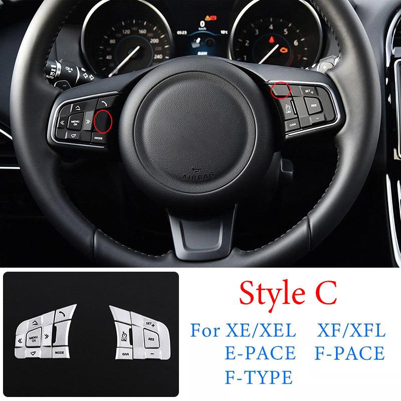 For Jaguar XE XF F-PACE E-PACE F-TYPE Aluminum Alloy Silver Car Steering Wheel Button Sequin Decorative Sticker Car Accessories