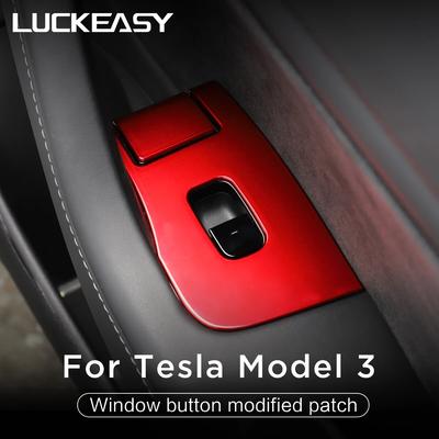 LUCKEASY Für Tesla Model 3 Model Y 2017- Auto Innenraumzubehör Autotürschlösser Fensterheberknopf Schutzaufkleber