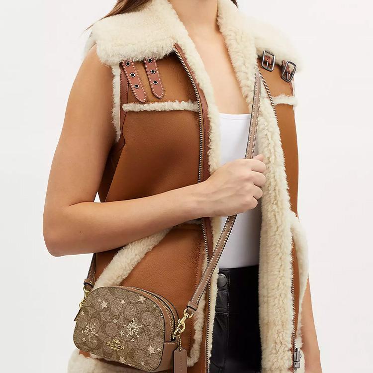 COACH Serena Canvas With Leather Crossbody Bags Small Women's Khaki & Gold CN709-IMWD9