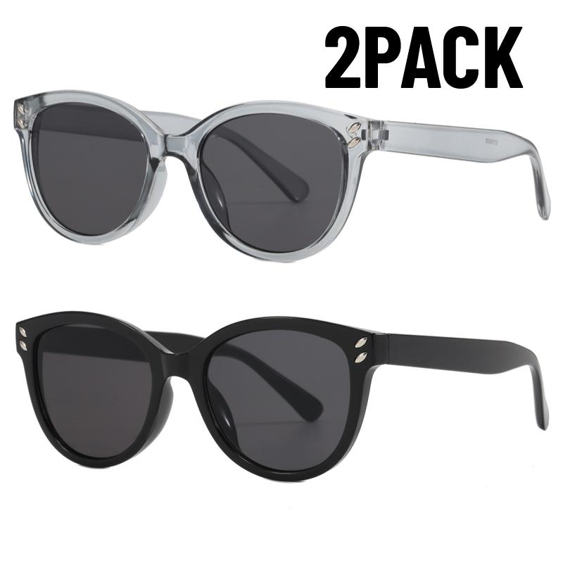 2PACK Round Frame Sunglasses Unisex UV-proof Sun Glasses Eyewear Women Outdoor Travel Goggle Eye Production Sun Shades