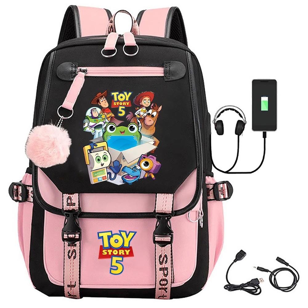 Toy Story 5 Printed Canvas Backpack With Breathable Design For Middle School Students And Travel