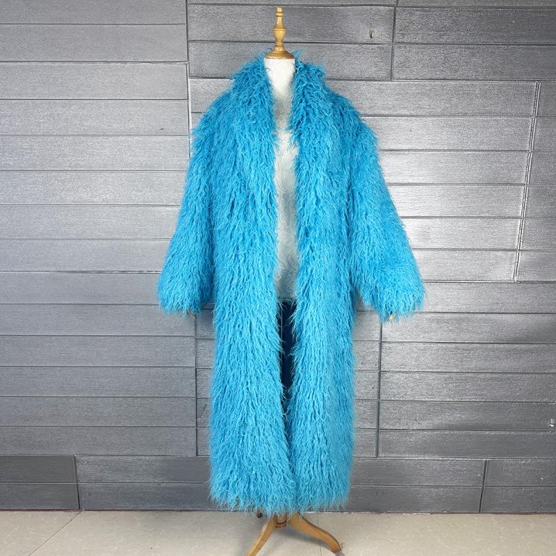 

Жіноче довге пальто зі штучного хутра вівці Термовільний приталений плюшевий пальто Жіноча куртка осінь зима Пухнастий верхній одяг S