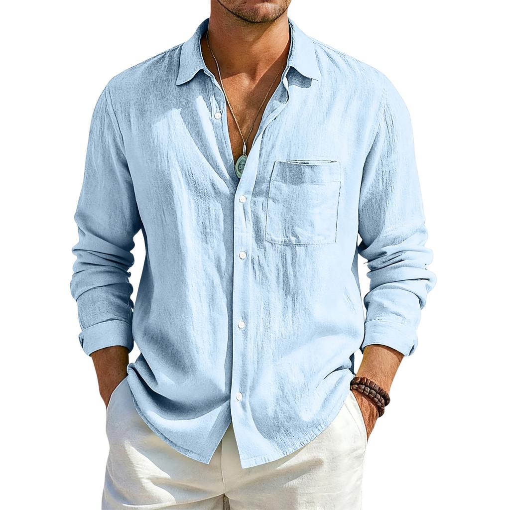 Casual Mens Cotton Linen Cardigan With Multiple Pockets For Summer And Fall Wear