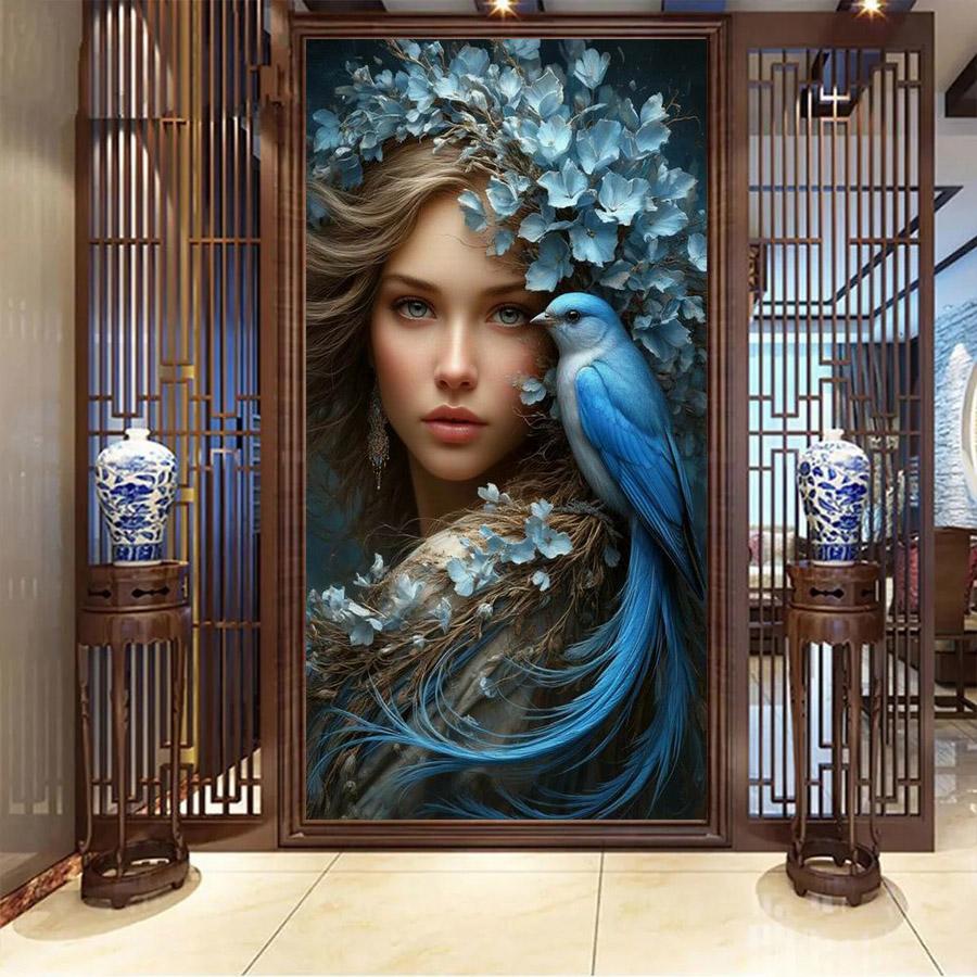 Women and Birds Large Size Diamond Painting Animals Diy Full Square Round Drill Rhinestone Embroidery Mosaic Cross Stitch Kits Wall Decor