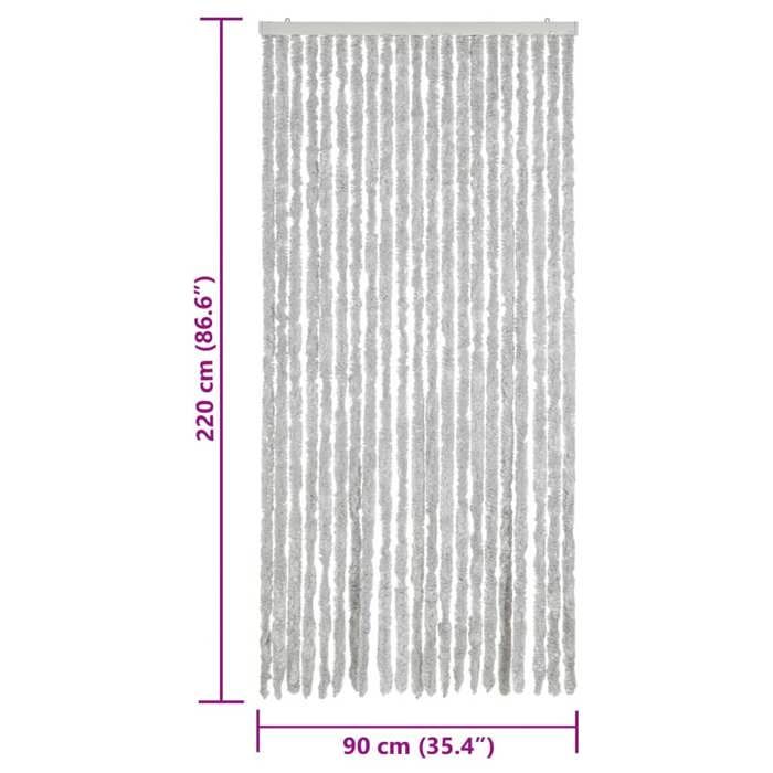 VidaXL Fly Curtain, Insect Screen with Hook, Adjustable Length and Width Door Curtain, Grey 90x220 Cm 377349