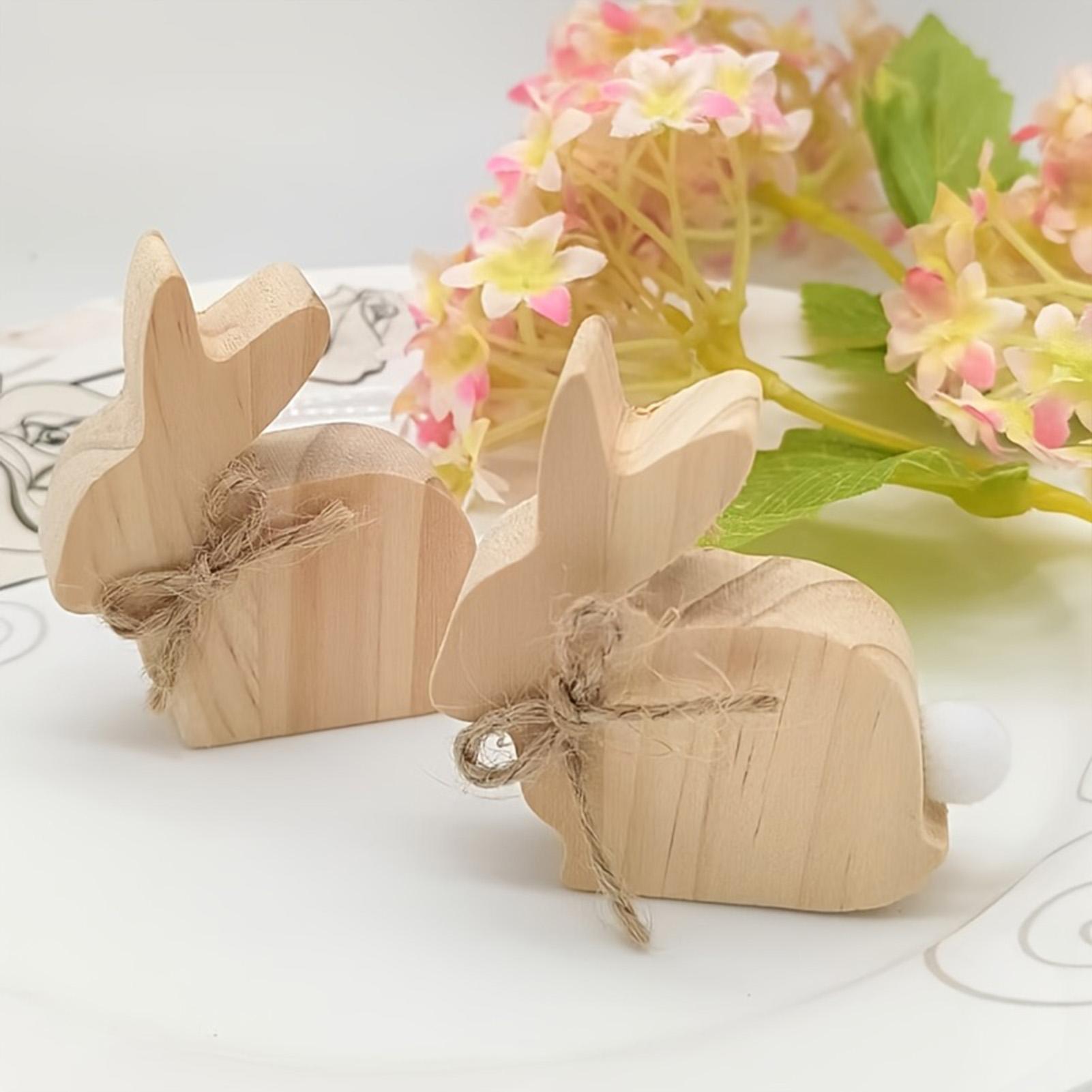 

3pcs Wooden Easter Bunny Ornaments Farmhouse Vintage Indoor Home Decor Accents Suitable for Kitchen Holiday Party 3PCS