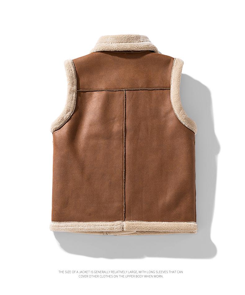D011 Suede Lambswool Sleeveless Jacket – Lightweight, Warm, and Fleece-Lined for Autumn/Winter