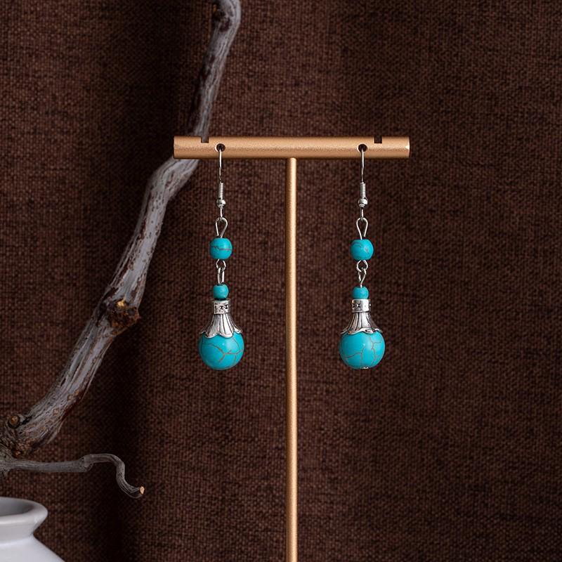 Tibetan Ethnic Bohemian Tassel Turquoise Earrings