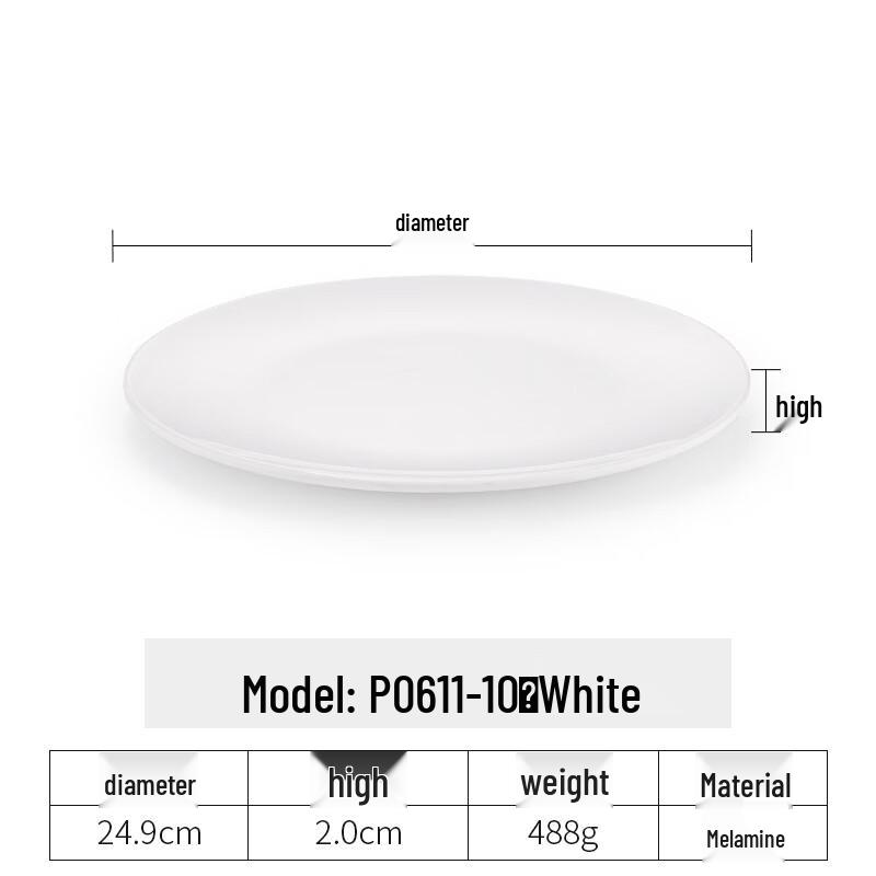A5 Melamine Round Shallow Dinner Plate