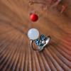 Vintage Blumenschmuck-Set für Damen Hanfu Qipao Outfits Faux Hetian Jade Ohrringe Halskette Ring
