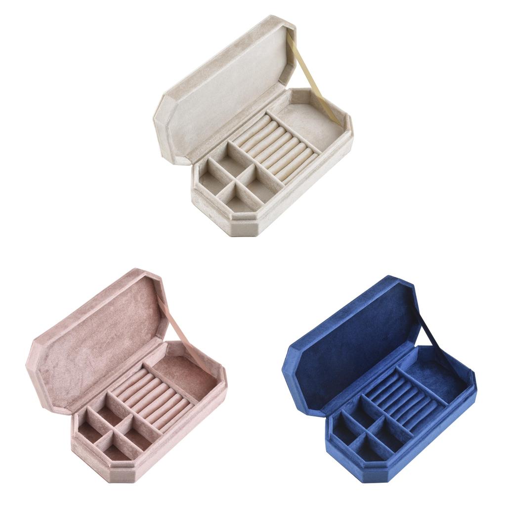 Velvet Travel Jewelry Organizer With Multi Compartment Storage For Home And Travel Use