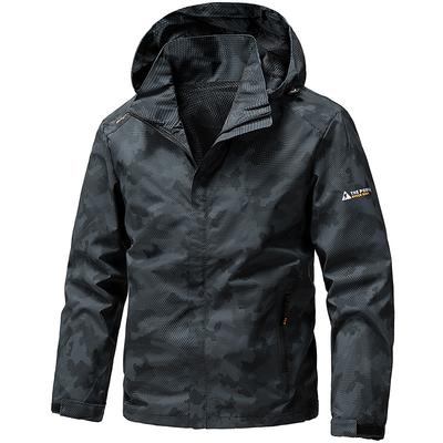 Wasserdichte Jacke Herren mit abnehmbarer Kapuze Leichte Wanderjacken Windbreaker Mäntel Herren mit Reißverschluss Campingkleidung