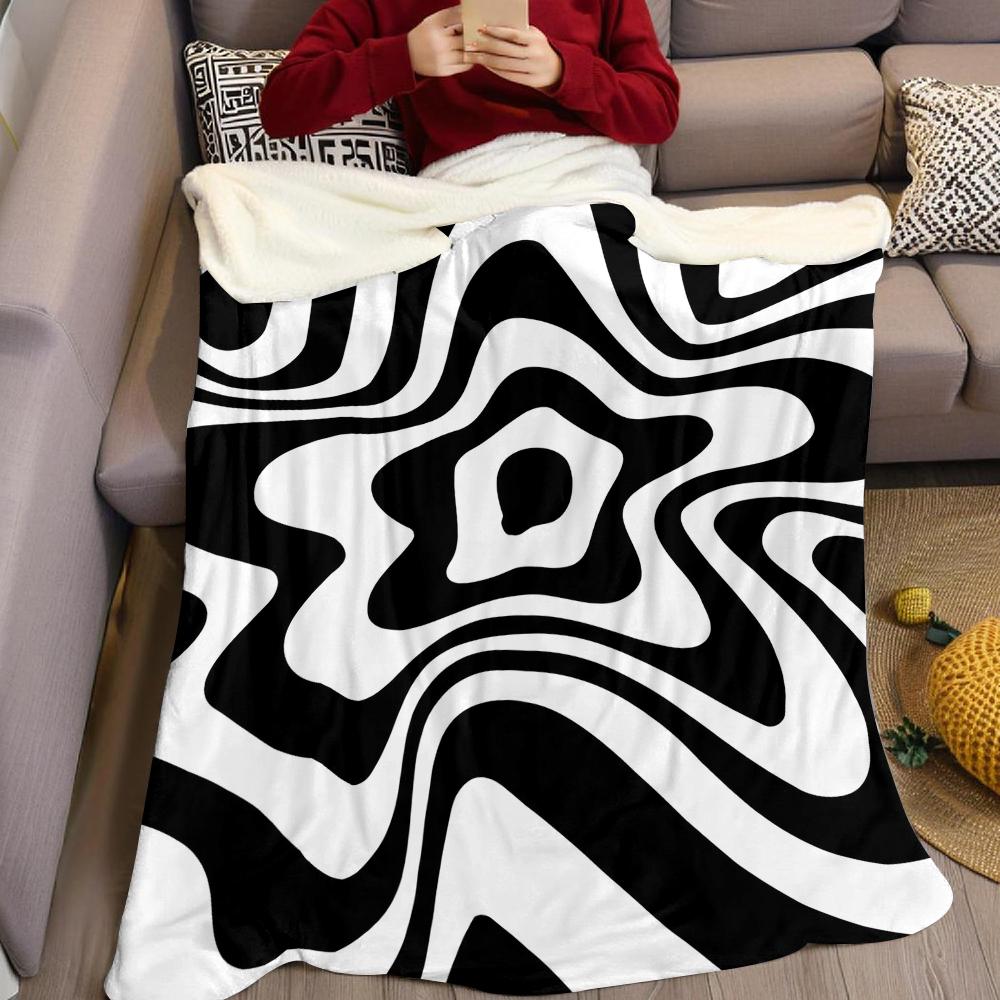 Coperta in Flanella con Vortice Bianco e Nero Calda Morbida Halloween Natale Divano Calda Accogliente Decorativa Decorazione Regalo per Tutte le Stagioni