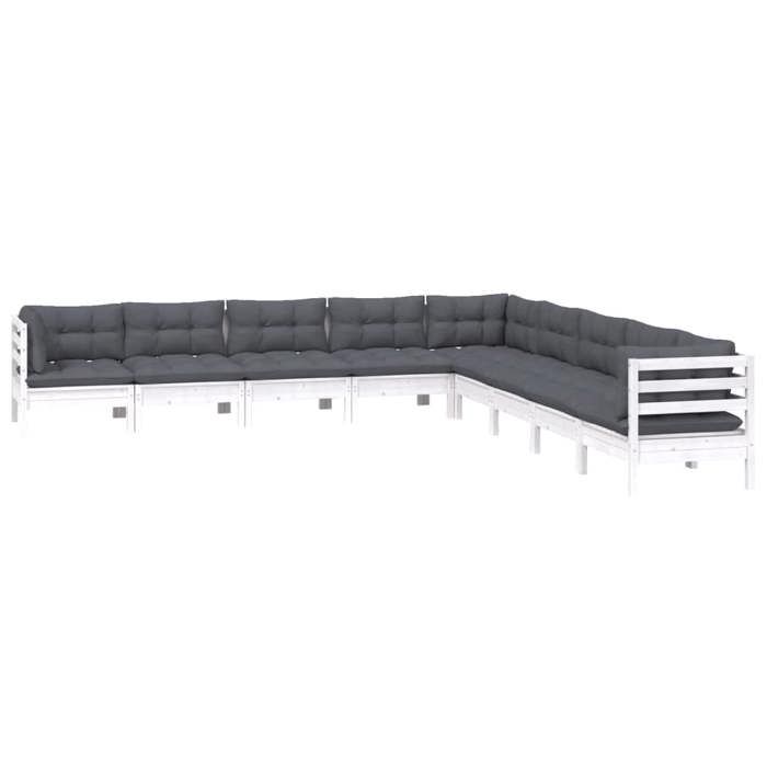 VidaXL Solid Pine Wood Garden Lounge Set 9 Pcs with Cushions Patio Furniture Outdoor Furniture Garden Furniture 3096816