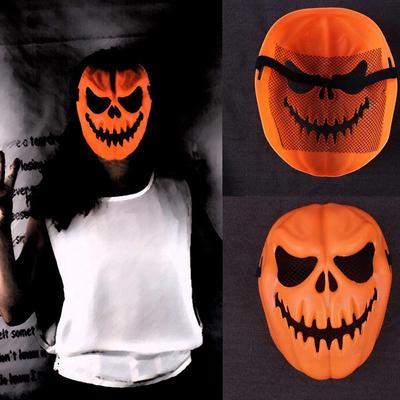 Mens Funny Scary Pumpkin Latex Face Mask Fancy Dress Costume Halloween Party