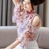 SURE XIAO STORY Fashion Floral Print Chiffon Women Blouse Butterfly Sleeve Women Shirts O-neck Women
