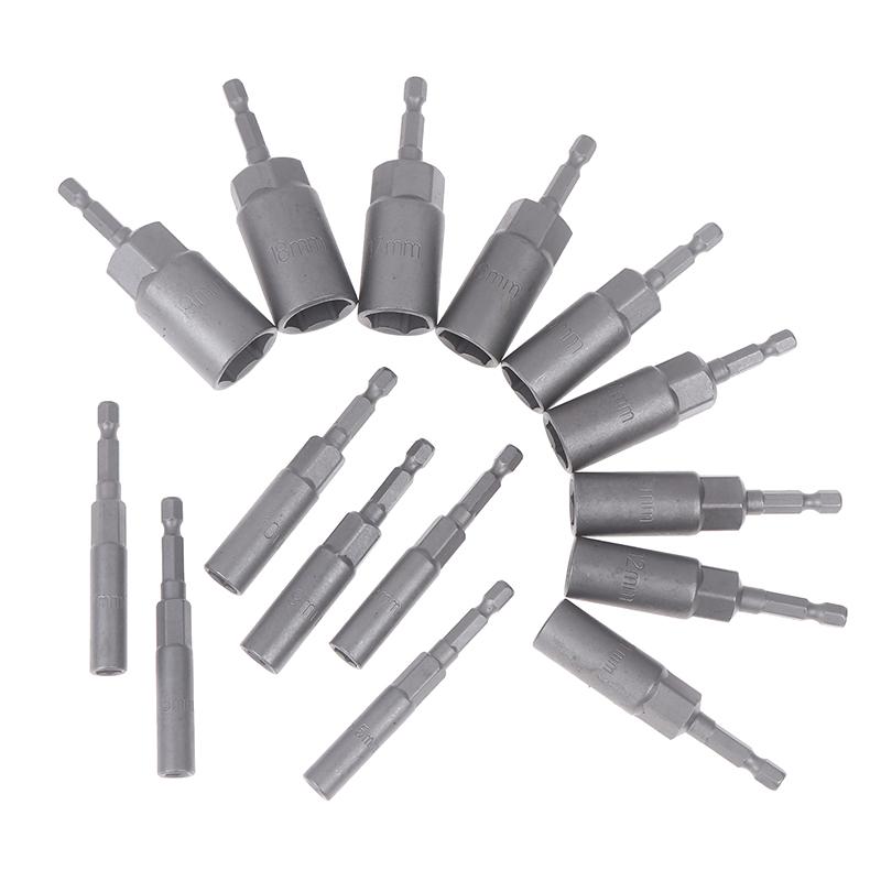 10/15Pcs Length Deepen Impact Socket Adapter 5.5-19Mm Power Nut Driver Socket Set 1/4-Inch Screwdriver Key Head Hand Tool Set
