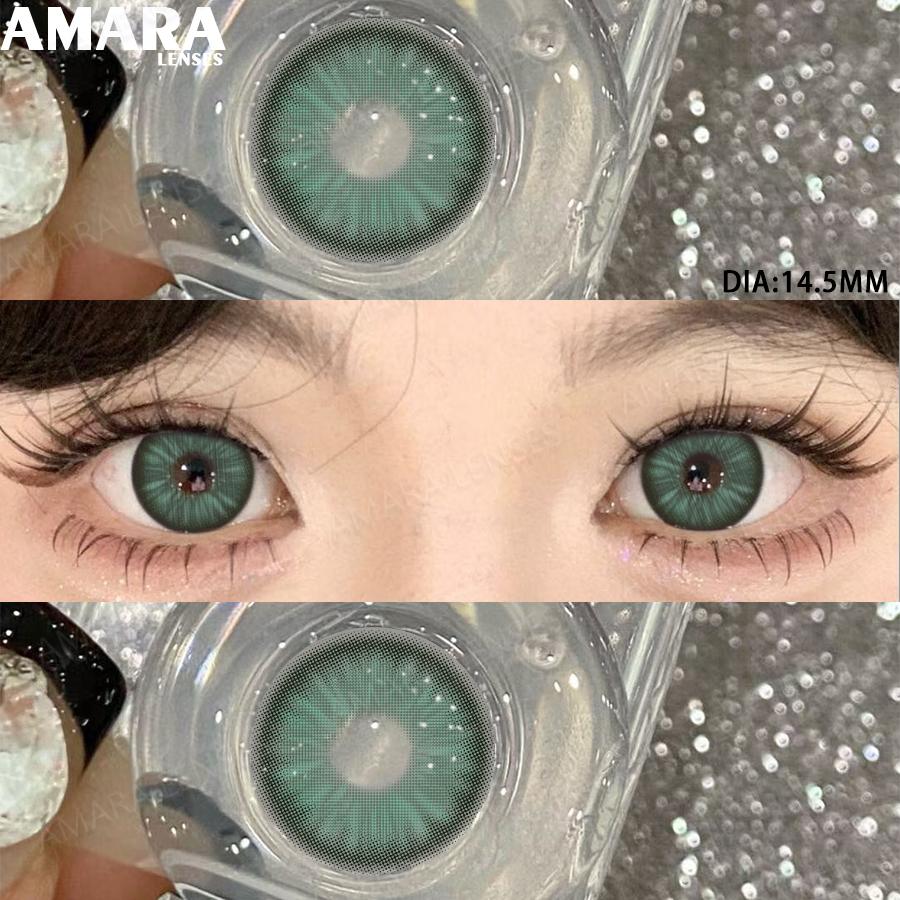 AMARA Fashion Colored Contact Lenses Brown Soft Lenses Beauty Lenses for BIG Eye Green Color Contact Eye Cosmetics Yearly Use