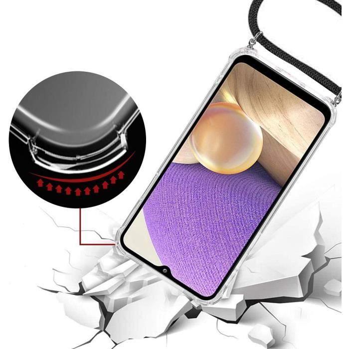 Coque de protection - Samsung - A32 5G - Transparente - Anti-rayure - Cordon rose