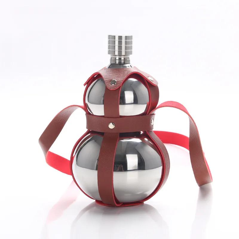 Stainless Steel Hip Flask Portable Gourd Shape Flagon Outdoor Wine Bottle Whiskey Vodka Wine Pot Alcohol Drinkware Flask