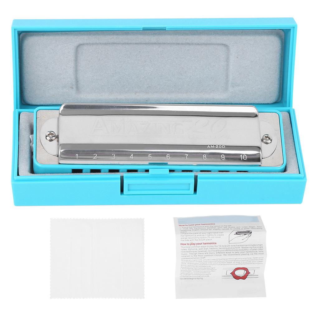 

Blues Harmonica 10‑Hole Mouthorgan Eb Key ABS Resin Comb Beginner Gifts Professional(Blue ) синий
