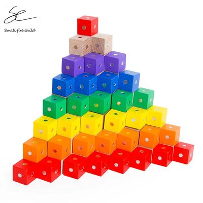 Montessori 2*2*2cm čtvercová kostka duhové magnetické bloky Stavební montážní bloky Vzdělávací dřevěné hračky pro děti