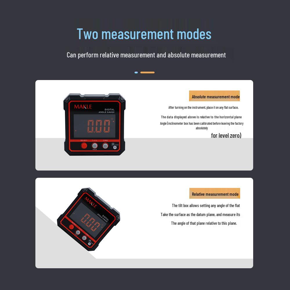 High-Precision Digital Inclinometer with Strong Magnetic Base and Angle Measurement