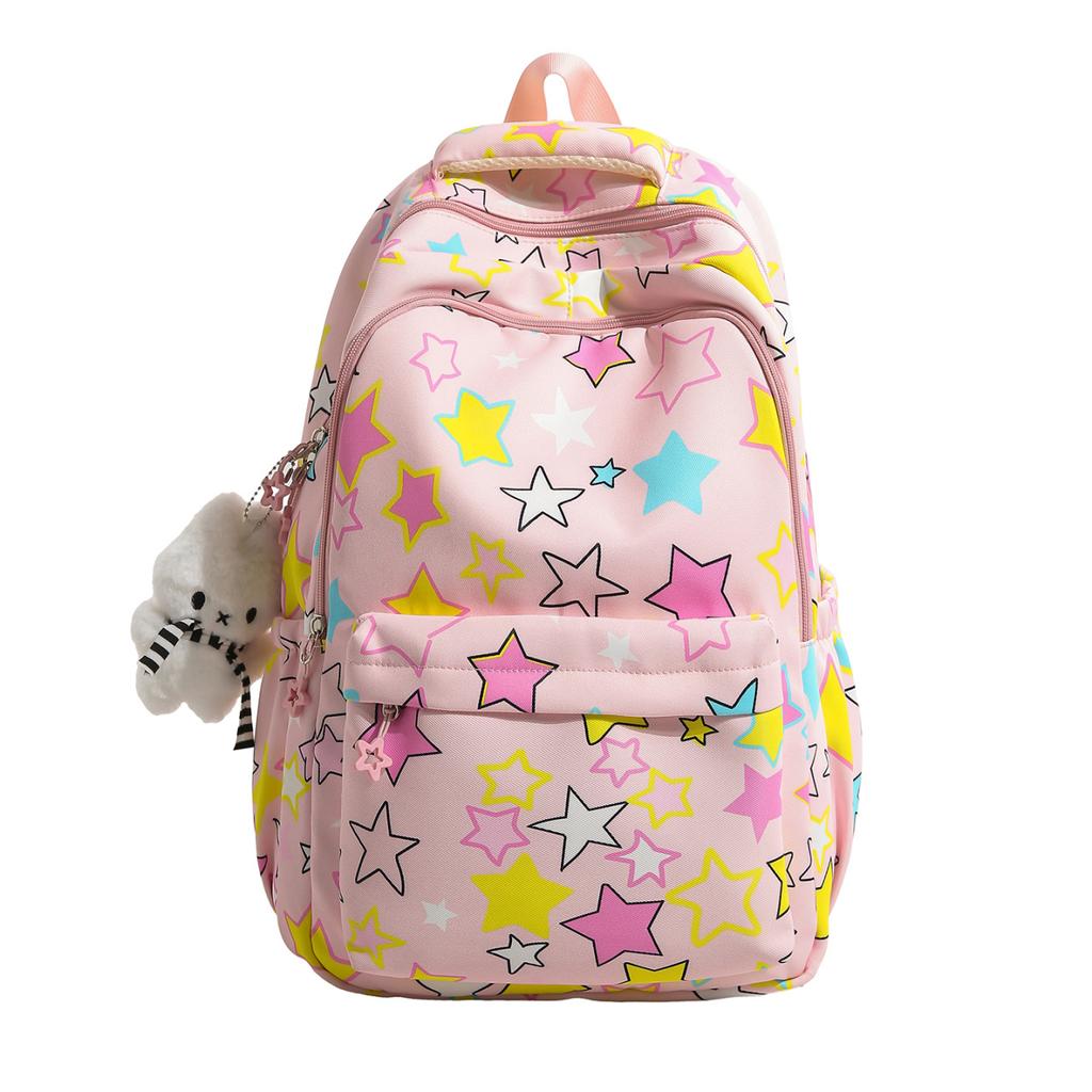 Schultasche1011 neuer Rucksack Mittelschule Mädchen große Kapazität Sternendruck Schultasche High School College Studenten Nischenrucksack