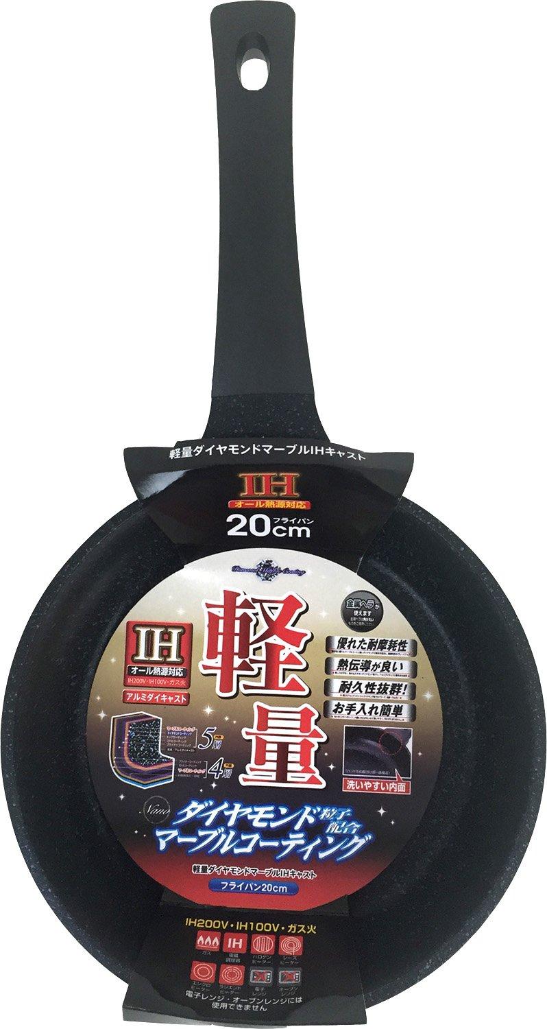 

Tafuco Frying Induction Diamond Marble Pan, 20cm, Compatible, Lightweight, Coating, Black, F-7120 чёрный