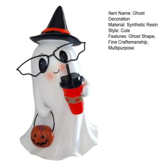 Halloween Decoration Ghost Wear Glasses Resin Statue Fine Craftsmanship Tabletop Ornament Home
