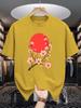 Unisex Yellow Tee Oriental Plum Blossom Floral Sun Graphic Print Crew Neck Short Sleeve Summer Casual Male Cotton Street Top