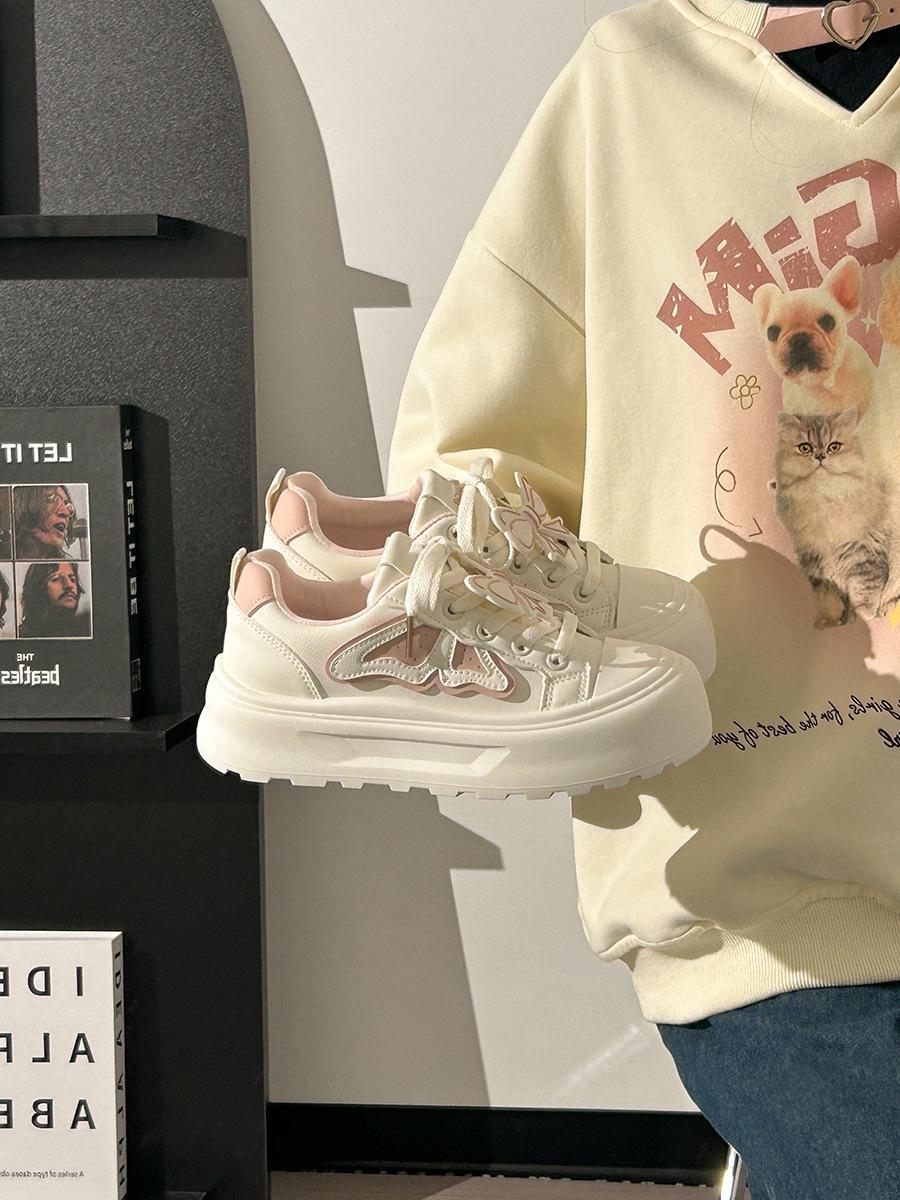 

Internet celebrity bow little white shoes women s 2025 spring new board shoes platform versatile casual shoes trendy sports shoes 40 розовый