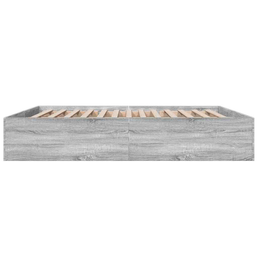 Bed Frame Grey Sonoma 200 x 200 cm Engineered Wood