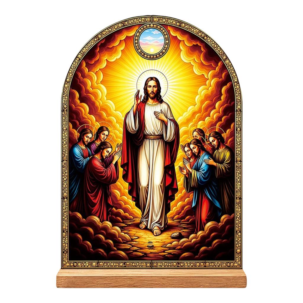 Easter Sacred Heart Tabletop Decoration Faux Glass Acrylic Display for Home Shelf Decor