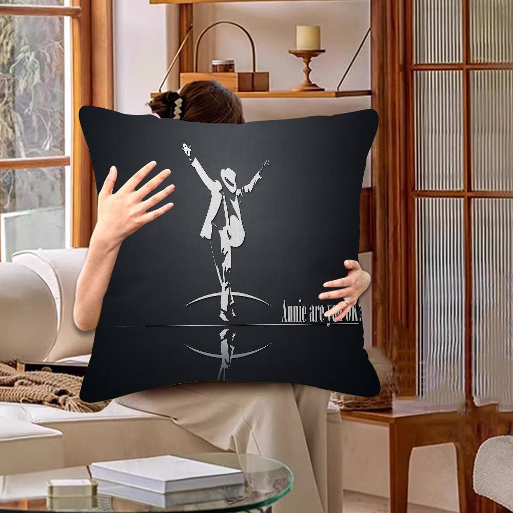 M-Michael J-Jackson New Pillow Covers Cartoon Sofa Decorative Home Double-sided Printing Short Plush Cute Cushion Cover