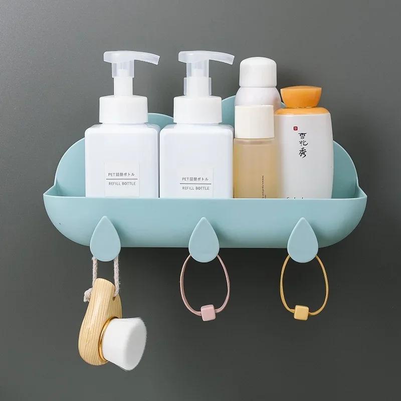 Scaffale portaoggetti a forma di nuvola non forato per bagno, montato a parete, organizer multifunzione per la casa, scaffale a muro, attrezzi