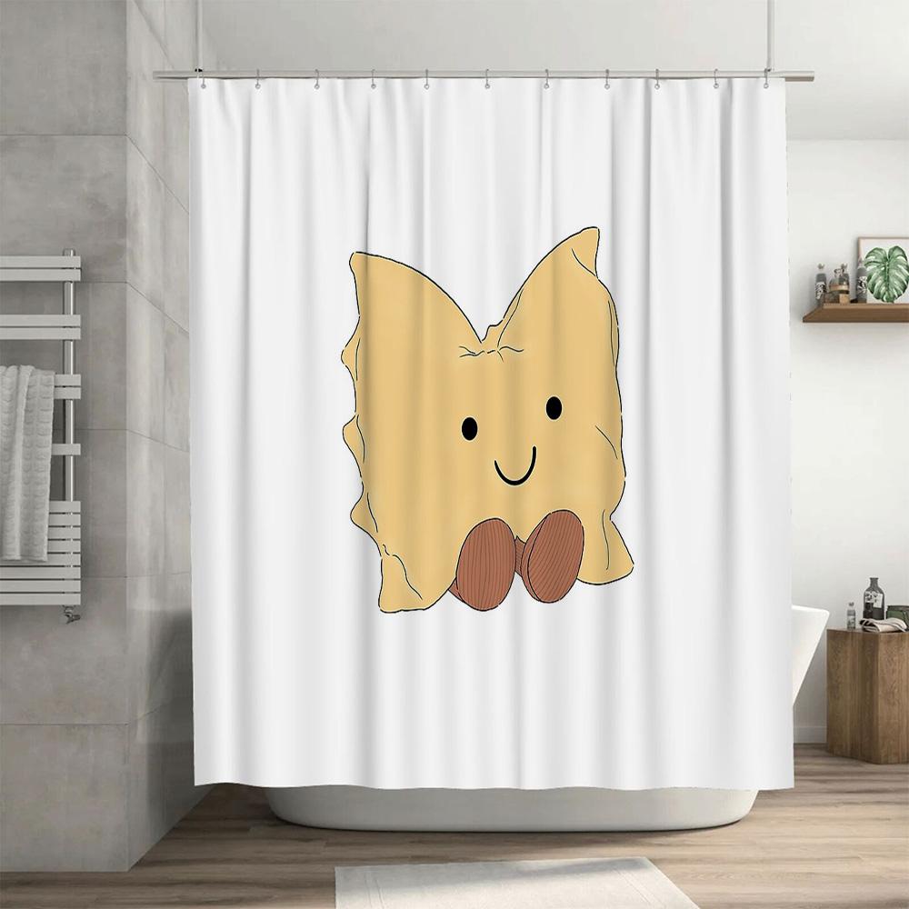 Cute Fish Shower Curtain Waterproof Bathroom Decor Ocean Theme Backdrop Washable Fabric For Kids Room
