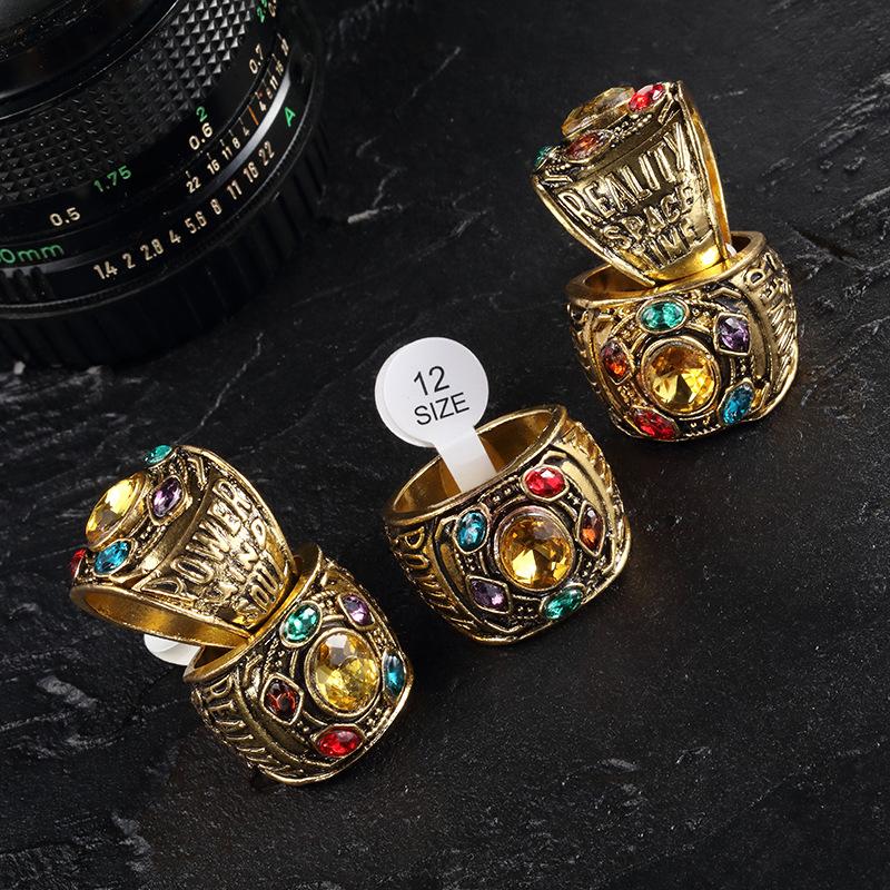Cool New Fashion Men's Power Ring Thanos Cosplay Anime Alloy Jewelry Punk Gothic Hip Hop Ring for Male