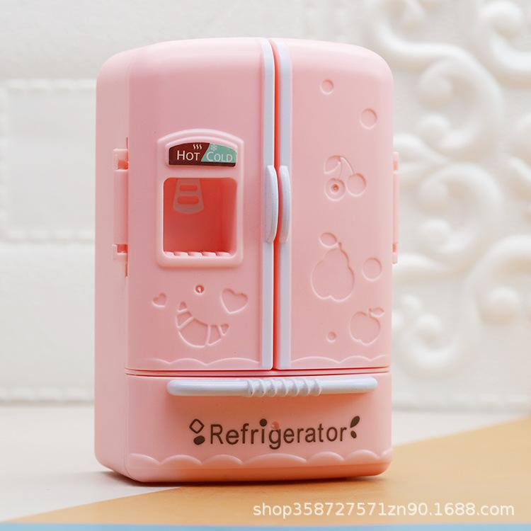 Niedlicher Simulations-Mini-Doppeltür-Kühlschrank Puppenhaus 1:12 Küchenmodell Ornament Kinderspielhaus Spielzeug