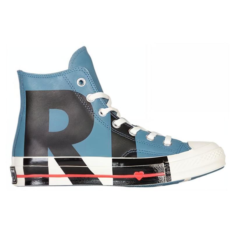 Converse Chuck Taylor All Star 1970s "Love Graphic" Love Pattern Round Toe Lace-up High Top Espadrilles Women's Teal & Black