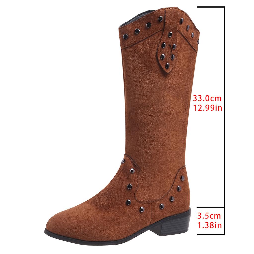 Women's Side Zipper Not Tired Feet Thick Sole Heightening Soft Elastic Comfort Shock Absorption Waterproof Non-slip Casual Sports Cowboy Boots