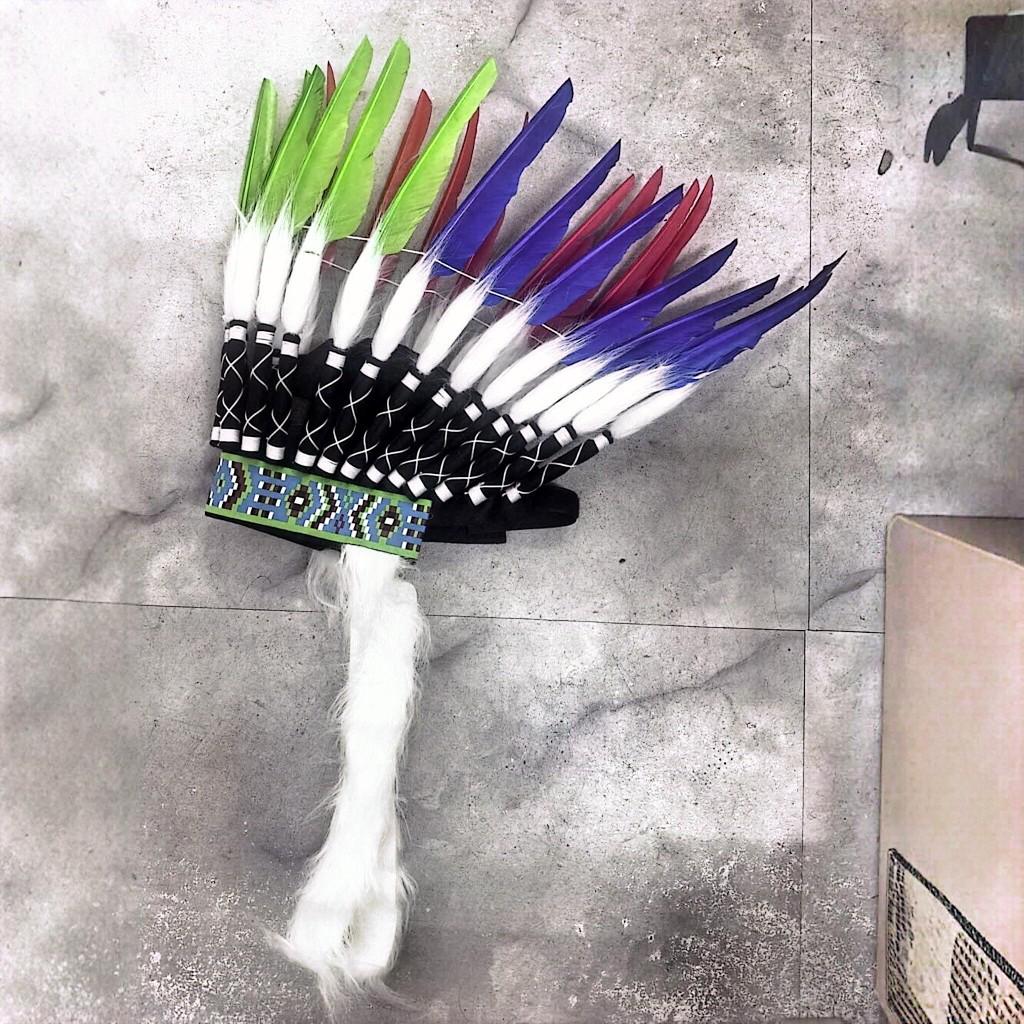 World Cup Themed Indian Feather Headdress, Savage Chief Hair Accessory
